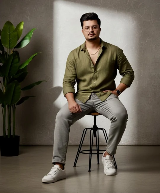 Agha Muqeet seated in a studio